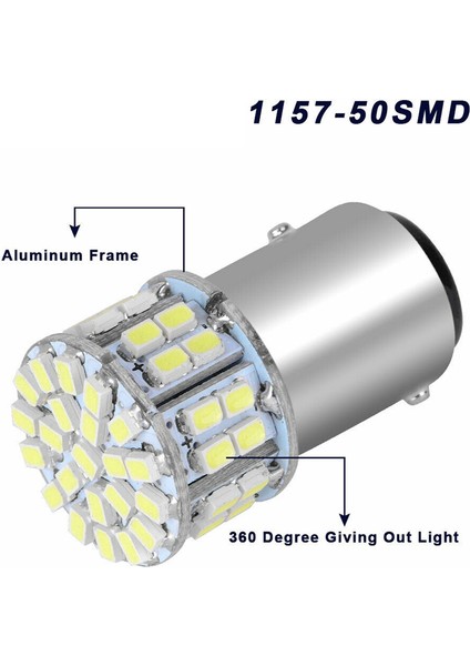8pcs 6000K Beyaz 1157 50SMD Kayalı Fren LED Işıklar Ampul BAY15D 12V (Yurt Dışından) indirimleri