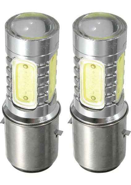 2x 12V BA20D H6 4 Cob LED Beyaz Ampul Işığı Motosiklet Bisikleti Moped Atv Far (Yurt Dışından)