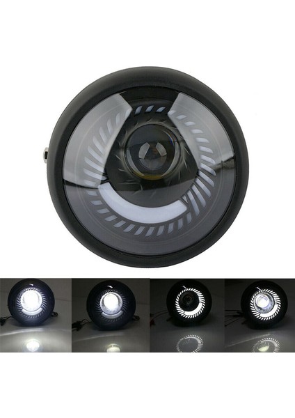 2x Motorcycle Cafe Racer Bobber 6.5 Inç LED Far Spiral Beyaz Yan Montaj Braketi (Yurt Dışından) modelleri