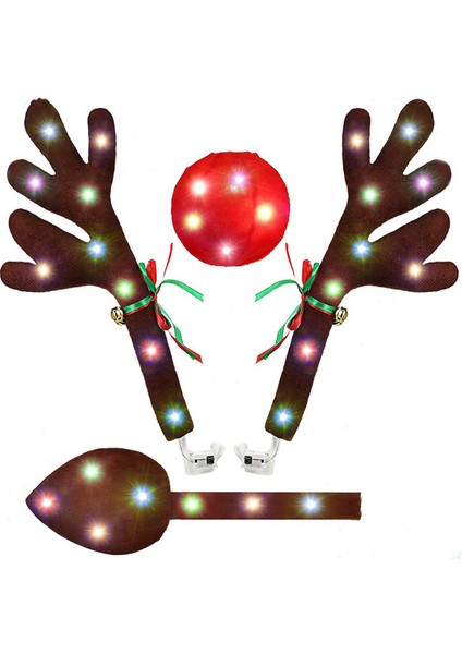 2x Araba Ren Geyiği Boynuzları, LED Işıkları Olan Boynuzlu Araba Kiti, Ren Geyiği Araba Kiti Boynuzları, Burun, Kuyruk, Araba Için Noel Süsleri (Yurt Dışından) fiyatları