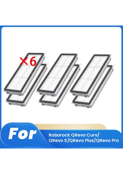 Roborock Qrevo Curv/qrevo S/qrevo Plus/qrevo Pro Supping Robot Aksesuarları Için 6 Adet Temizleyici Filtre (Yurt Dışından)