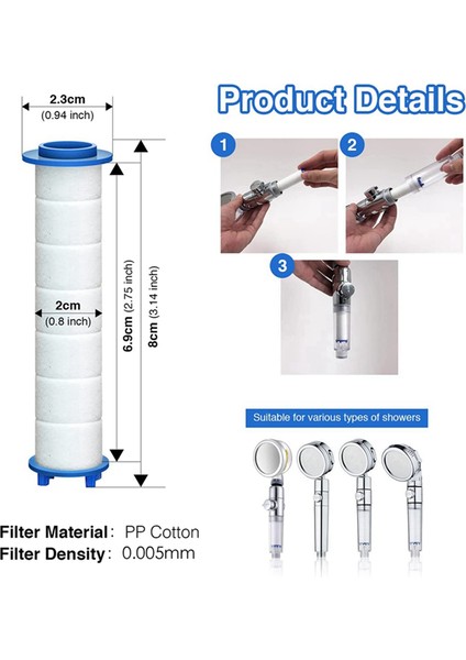 20PCS Sert Su Için Yedek Duş Filtresi - Klor ve Florürü Çıkarmak Için Yüksek Çıkışlı Duş Su Filtresi (Yurt Dışından) fiyatları