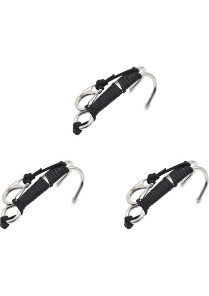 3x Dalış Tüp Dalış Tutun Dalış Çift Çift Paslanmaz Çelik Resif Drift Hook Hat ve Klips Kancası, Siyah (Yurt Dışından)