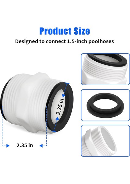2 Paket Havuz Hortumu Adaptörü 1,5 Inç Intex Coleman Zemin Yüzme Havuzu Hortumu ve Filtre Pompaları (Yurt Dışından) modelleri