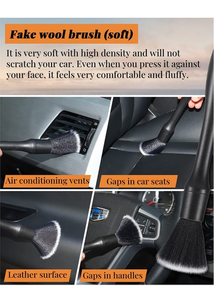 6 Adet Otomatik Araba Detaylandırma Fırça Seti 3 Araba Detaylandırma Fırçası ve Koltuklar Için 3 Yedek Fırça Kafası, Lastik Vb. (Yurt Dışından) modelleri