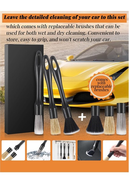6 Adet Otomatik Araba Detaylandırma Fırça Seti 3 Araba Detaylandırma Fırçası ve Koltuklar Için 3 Yedek Fırça Kafası, Lastik Vb. (Yurt Dışından) fırsatları