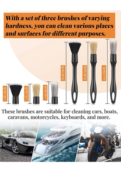 6 Adet Otomatik Araba Detaylandırma Fırça Seti 3 Araba Detaylandırma Fırçası ve Koltuklar Için 3 Yedek Fırça Kafası, Lastik Vb. (Yurt Dışından) indirimleri