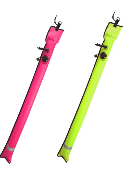 2 Pcs 1m Tüplü Dalış Şişme Smb Yüzey Sinyal Işareti Şamandıra Görünürlüğü Şamandıra Sinyal Tüp Sosis-Sarı ve Gül Kırmızısı (Yurt Dışından)
