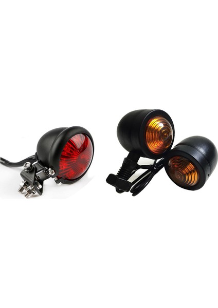 4pcs Siyah Motosiklet Dönüş Sinyali Gösterge Lambası Honda Fatboy Helikopter Bobber Suzuki &amp; 1pcs Kırmızı 12V LED Siyah Ayarlanabilir Cafe Racer Style Stop Tail Işık Motosiklet (Yurt Dışından) fiyatları