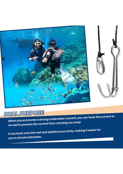 Dalış Tüp Dalış Tutun Dalış Tutun Çift Çift Paslanmaz Çelik Resif Drift Hook Hat ve Klips Kancası Sualtı Dalış Için Kanca, Siyah (Yurt Dışından) fırsatları