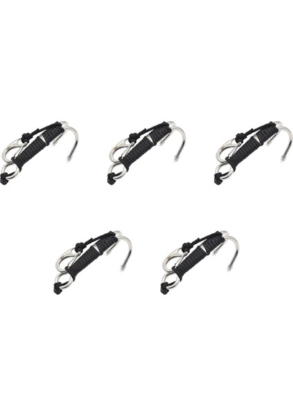 Dalışa Devam Edin 5x Tüplü Dalış Çifte Çift Çift Paslanmaz Çelik Resif Drift Hook Hat ve Klips Kancası Sualtı Dalış Için, Siyah (Yurt Dışından)
