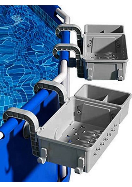 Havuz Bardağı Tutucu ile 2x Havuz Kenarındaki Depolama Sepeti, Havuz/çerçeve Havuzu Için Açık Havuz Depolama Konteyneri Sepeti (Yurt Dışından) fiyatları