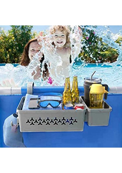 Havuz Bardağı Tutucu ile 2x Havuz Kenarındaki Depolama Sepeti, Havuz/çerçeve Havuzu Için Açık Havuz Depolama Konteyneri Sepeti (Yurt Dışından) modelleri