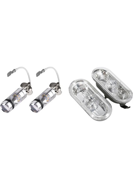 2pcs 6000K Beyaz LED H3 100W 2323 Araba Sisli Ampul Drl &amp; 2pcs Yan Işaretçi Dönüş Sinyal Işığı Koltuk Leon 2000-2006 (Yurt Dışından)