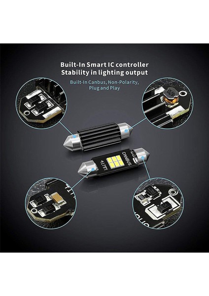 4x Son Derece Parlak 400 Lümen 3020 Yonga Seti Kanbus Hatasız LED Ampuller Iç Araba Işıkları Plaka Kubbesi 41MM (Yurt Dışından) indirimleri