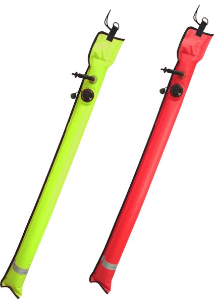 2 Pcs 1m Tüplü Dalış Şişme Smb Yüzey Işareti Şamandıra Görünürlüğü Şamandıra Sinyal Tüp Sosis-Sarı ve Kırmızı (Yurt Dışından)