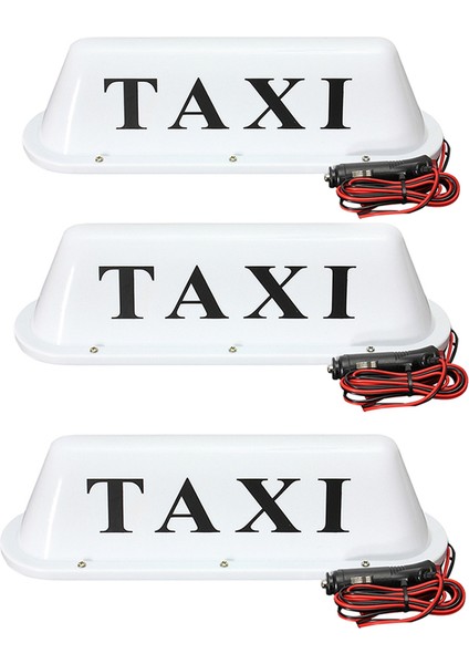 3x Beyaz Su Geçirmez Taksi Manyetik Base Çatı Üst Araba Kabini LED Işık Lambası 12V Pvc (Yurt Dışından)