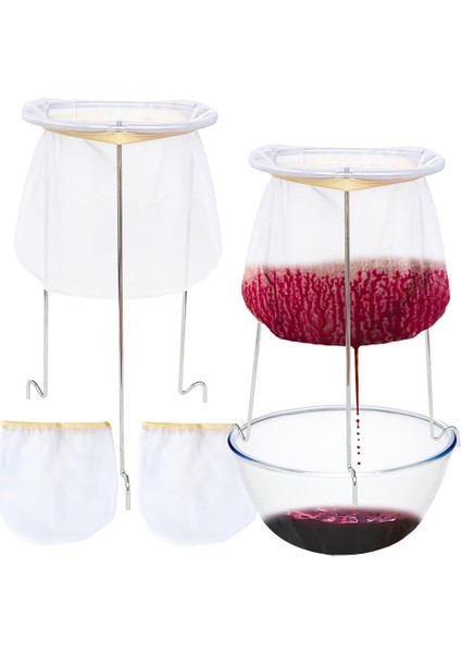 2 Paket Süzgeç Standı, Süzgeç Standı 4 Yeniden Kullanılabilir Boyama Torbası, Yeniden Kullanılabilir Gıda Filtresi Torbası Meyve Suyu Için Jöle Torbaları (Yurt Dışından)