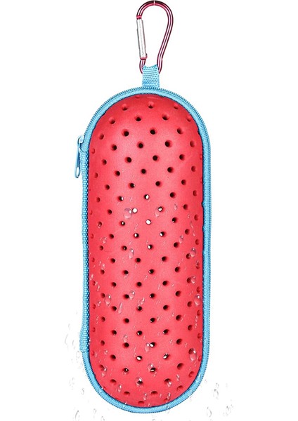 Yüzme Gözlükleri Için Yüzme Gözü Kılıfı, Drenaj Deliği Fermuarlı Güneş Gözlüğü ile Eva Taşıma Kılıfı Klipli Kırmızı (Yurt Dışından)