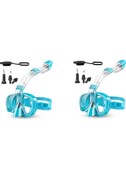 2x Şnorkel Maskesi Kuru Üst Sistem ve Kamera Montajı ile Katlanabilir Dalış Maskesi Seti, Bog Anti-Shole Profesyonel Şnorkel Dişlisi (Yurt Dışından)