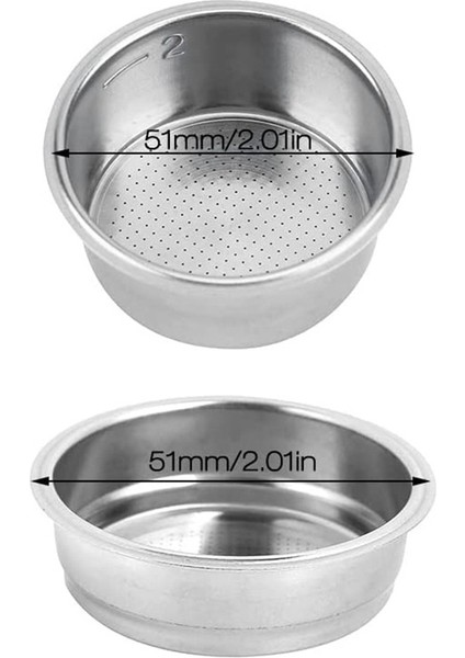 51MM Kahve Filtre Sepeti, 51MM 2 Su Bardağı Filtresi ve 1 Su Bardağı Dipsiz Portafilter, 2pcs Paslanmaz Çelik Kahve Filtre Sepeti (Yurt Dışından) modelleri