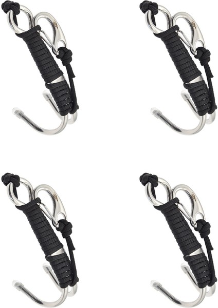 4x Dalış Tut Tut Tüplü Dalış Dalış Çift Çift Paslanmaz Çelik Resif Drift Hook Hat ve Klips Kancası, Siyah (Yurt Dışından)