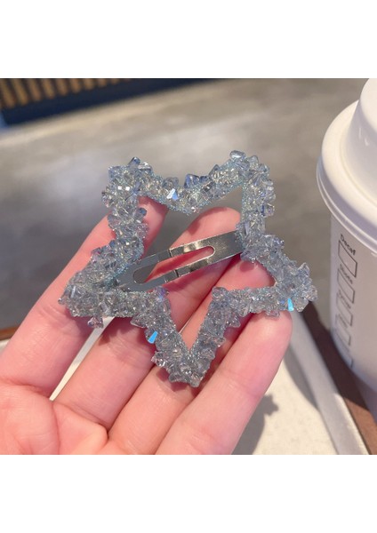 Mavi Kristal Yıldız Saç Tokası, Kıskaç, Kesik Saç Tokası (Yurt Dışından)