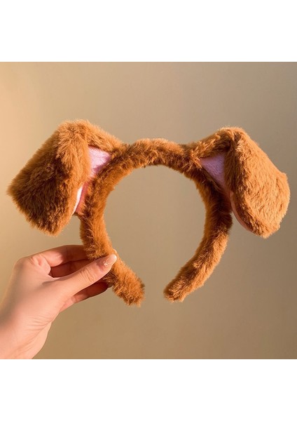 Peluş Sevimli Köpek Kulaklı Saç Bantları, Yüz Temizleme Baş Bandı, Komik Saç Aksesuarları (Yurt Dışından)