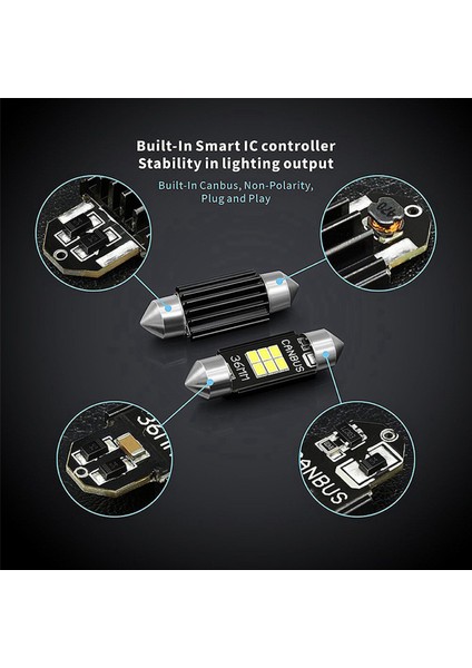 12X Son Derece Parlak 400 Lümen 3020 Yonga Seti Kanbus Hatasız LED Ampuller 36MM Festoon DE3175 6428 Ksenon Beyaz (Yurt Dışından) modelleri
