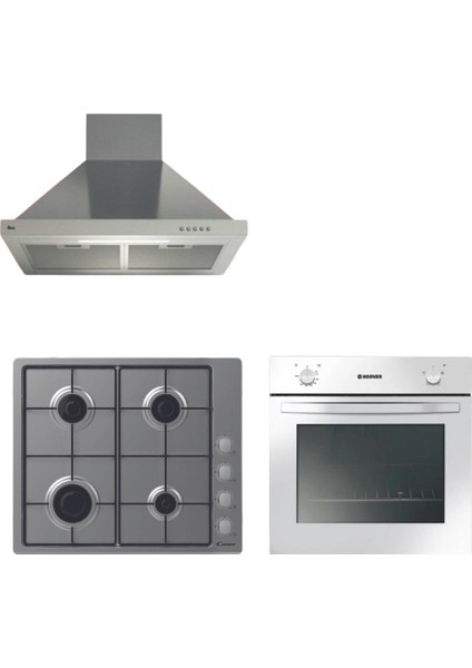 & Candy Cavella Ankastre Set ( HON100W Beyaz + CHW6LX Inox + HCH6MXTK Inox )