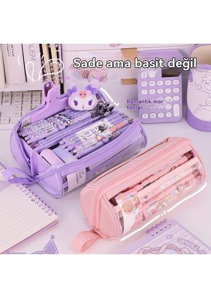 Yeni Model Silindirik Şeffaf Büyük Kapasiteli Kırtasiye Kutusu (Yurt Dışından) modelleri