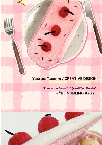 Sevimli Kirazlı Kek Kalem Kutusu Kırtasiye Çantası (Yurt Dışından) indirimleri