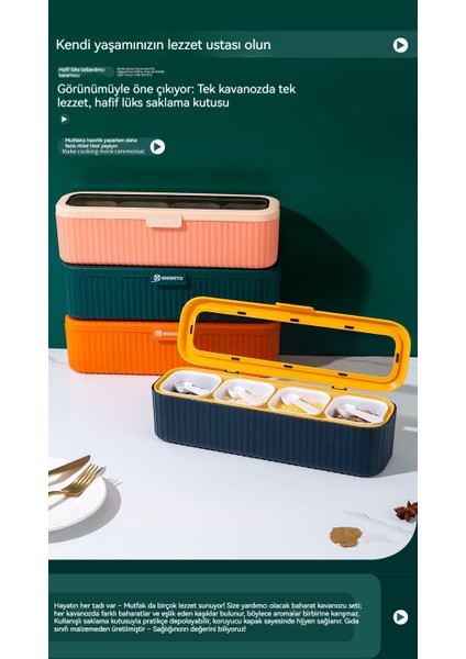 Mutfak Baharat Kutusu, Kaşıklı Dört Bölmeli Baharat Kutusu (Yurt Dışından) fiyatları