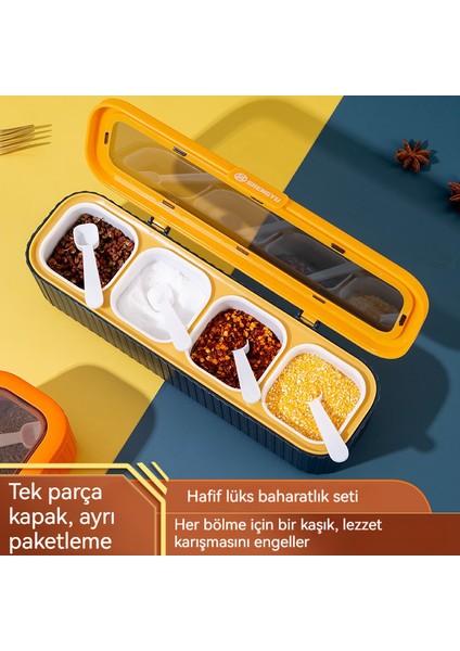 Mutfak Baharat Kutusu, Kaşıklı Dört Bölmeli Baharat Kutusu (Yurt Dışından) indirimleri