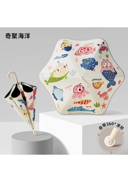 Sevimli Karikatür Tarzı Öğrenci Şemsiyesi (Yurt Dışından)