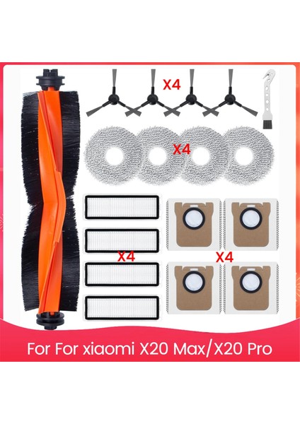 Xiaomi X20 MAX/X20 Pro Elektrikli Süpürge Ana Yan Fırça Hepa Filtreler Paspas Pedleri Toz Torbaları (Yurt Dışından)