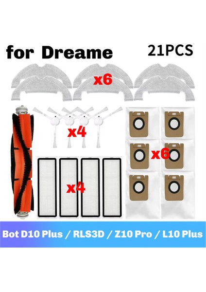 Dreame D10 PLUS/RLS3D/Z10 PRO/L10 Plus Yedek Parçaları Ana Silindir Yan Fırça Hepa Filtre Paspas Bezi Toz Torbası Aksesuarları A (Yurt Dışından) fiyatları