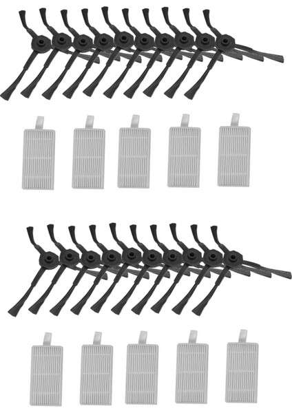 Panda X500, Gutrend JOY90/FUN 110, Ecovacs CR120/CEN540 Hepa Filtre x 10 Adet + Yan Fırça x 20 Için Kit (Yurt Dışından)