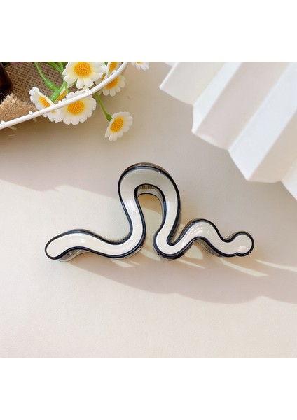 Siyah-Beyaz Çizgili Toka, Dalgalı Köpekbalığı Tipi Saç Tokası, Kuyruk Düğümü Saç Tokası (Yurt Dışından)