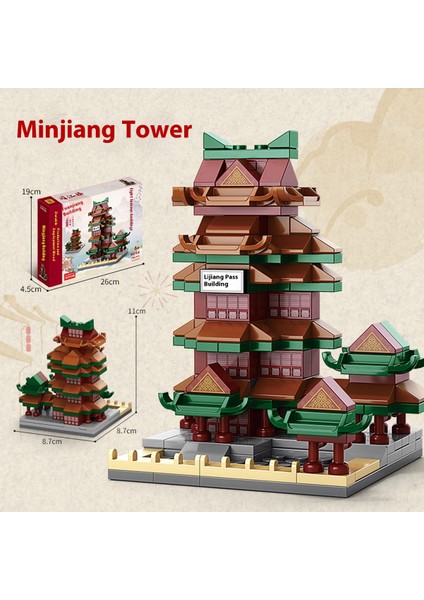 Yapı Taşları Mini Çin Mimarisi Ünlü Binalar Sokak Sahnesi Çocuk Eğitici Oyuncaklar (Yurt Dışından)