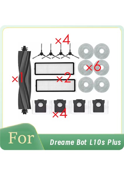 Dreame Bot L10S Plus Robot Süpürge Silindiri Yan Fırça Hepa Filtre Paspas Pedi Toz Torbası Uzun Ömürlü Yedek Aksesuarlar (Yurt Dışından)