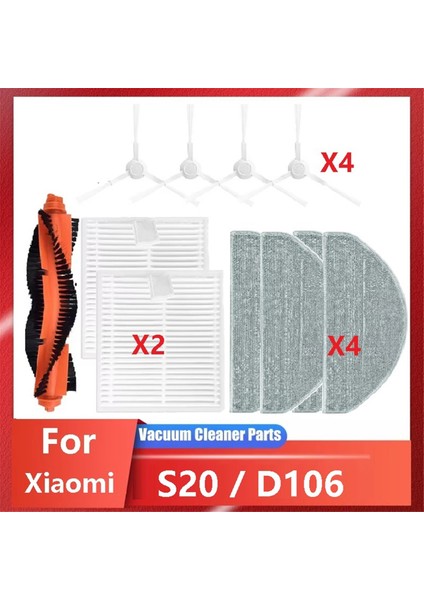Xiaomi Robot Süpürge S20 / D106 Aksesuarları Için Yedek Parçalar Ana Yan Fırça Paspas Bezi Filtre (Yurt Dışından)