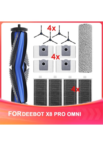 Ecovacs Debot X8 Pro Omni Robot Süpürge Fırçası, Silindir Paspas, Yan Fırçalar, Filtreler, Toz Torbaları Için 14 Parçalı Süpürge Aksesuarları Seti (Yurt Dışından)