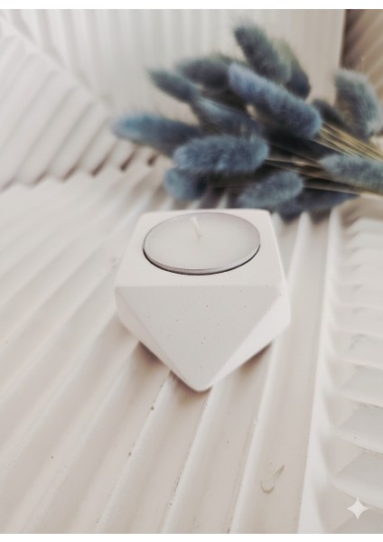 El Yapımı Beton Tealight Mumluk Minimalist 3lü Set