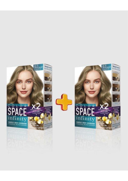 Infinity 2'li Set Saç Boyası 8.11 Yoğun Küllü Açık Kumral