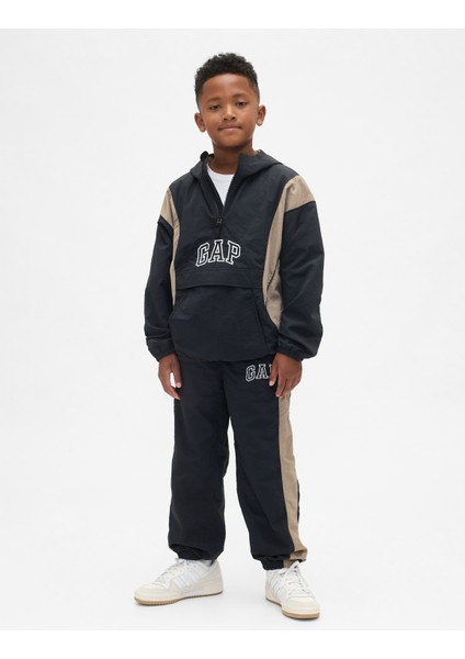 Erkek Çocuk Siyah Relaxed Gap Logo Jogger Eşofman Pantolon
