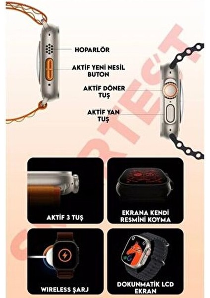 Watch 8 T800 Ultra Akıllı Saat Ios Android Destekli Kalp Ritmi Ölçme ve Uyku Takibi Özellikleri modelleri