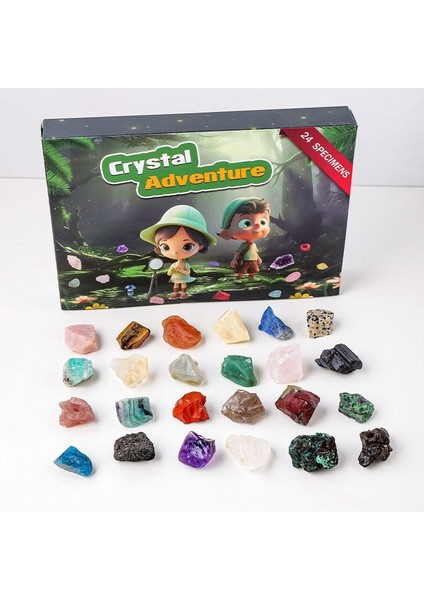 Çocuklar Için 24 Bölmeler Doğal Kristal Kaba Taş Kutu Hediyeler (Yurt Dışından)