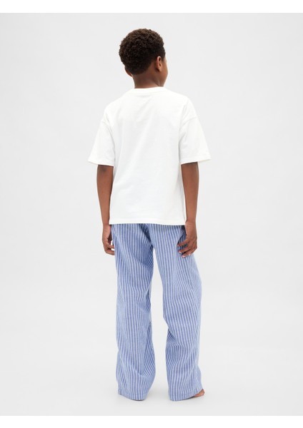 Erkek Çocuk Mavi Geri Dönüştürülmüş Flannel Pantolon