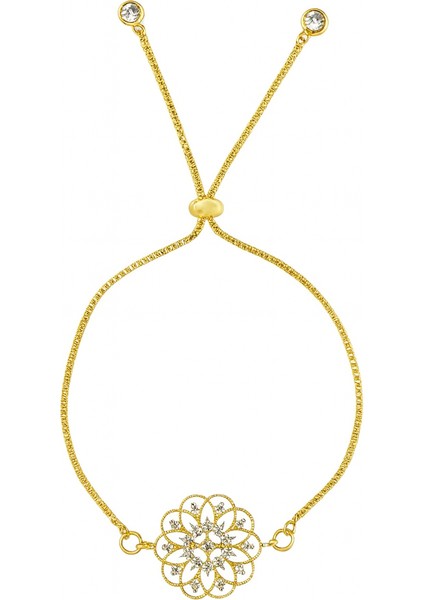 Altın Kaplama Zirkon Taşlı Mandala Figürlü Asansörlü Bileklik